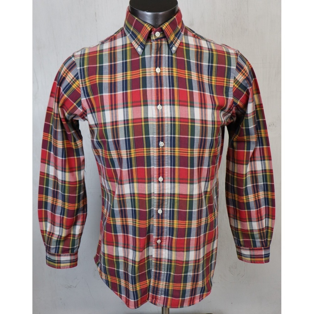 Mens Ralph Lauren Long Sleeve Button Front Shirt Plaid Multicolor Size M Lined